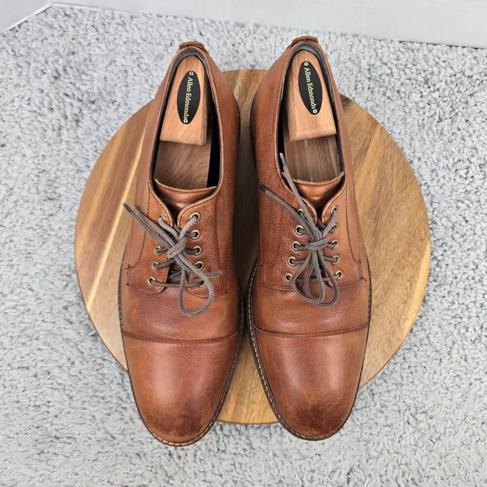 Cole Haan Mens 11.5M Grand Os Watson Brown Pebble Leather Cap Toe Derby Oxford